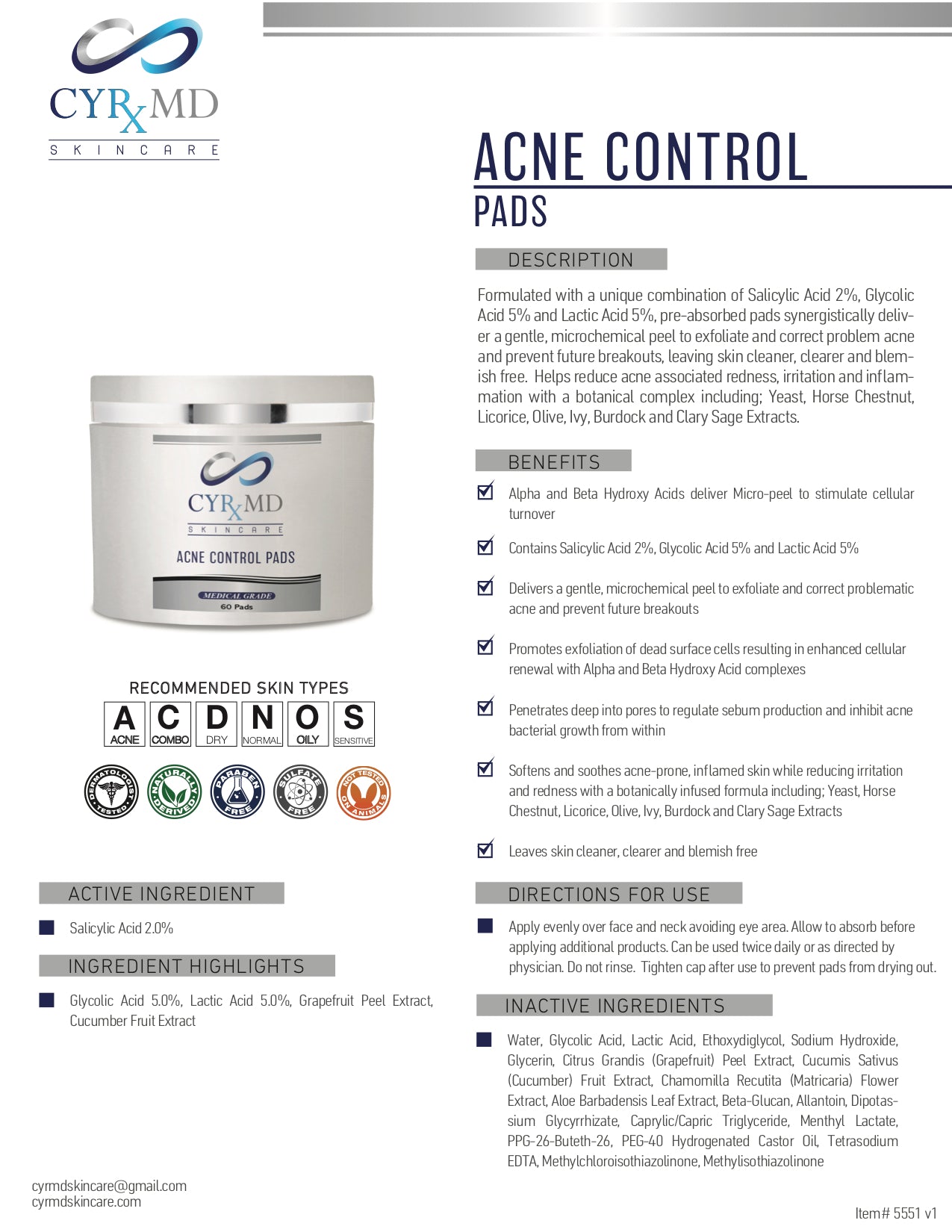 Acne Control Pads (60ct)